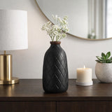 Wellsona Black Small Ceramic Plaid Textured Vase