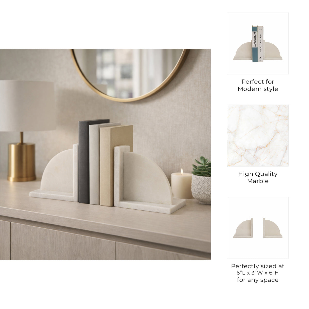 Julianwind White Bookends (Set of 2)