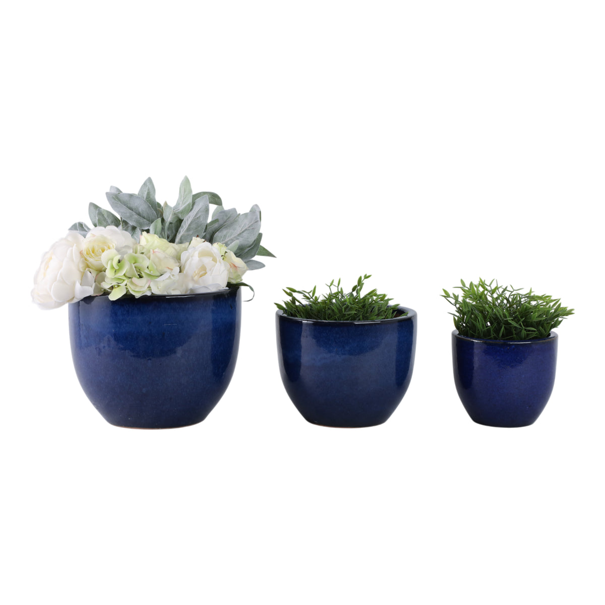 Bowenwell Blue Modern Reactive Planters (Set of 3)