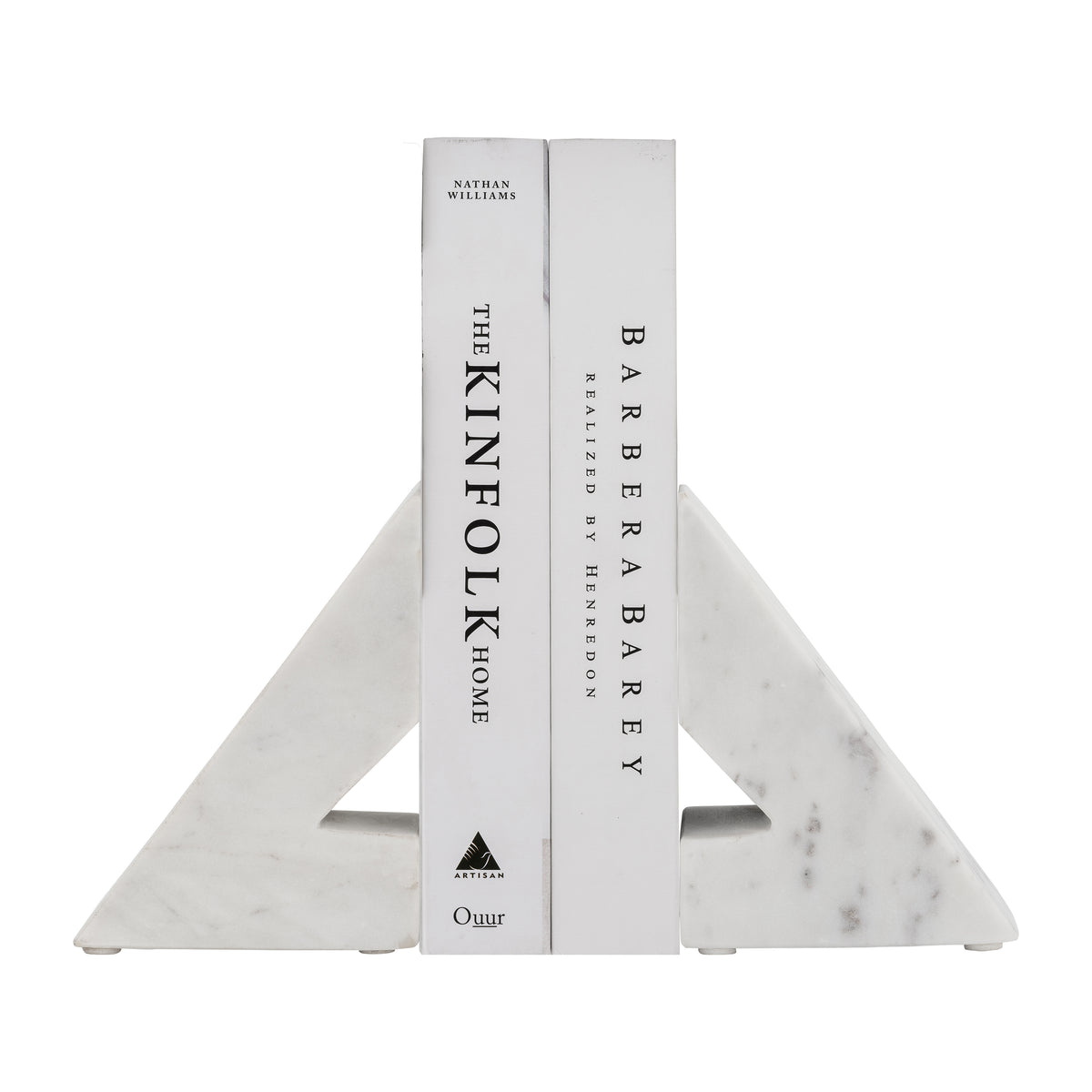 Vestil White Marble Right Triangle Bookends (Set of 2)