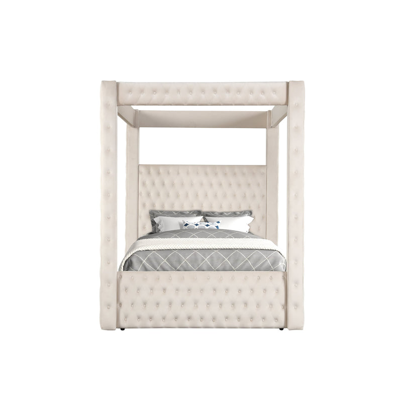 Annabelle Ivory Queen Canopy Bed Frame - Ornate Home