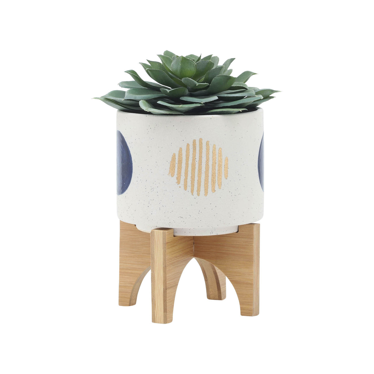 Clotho White Funky Planters with Stand (Set of 2)