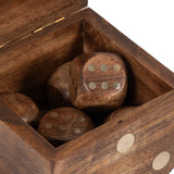 Old Hopland Brown Dice Box with Dice Inside