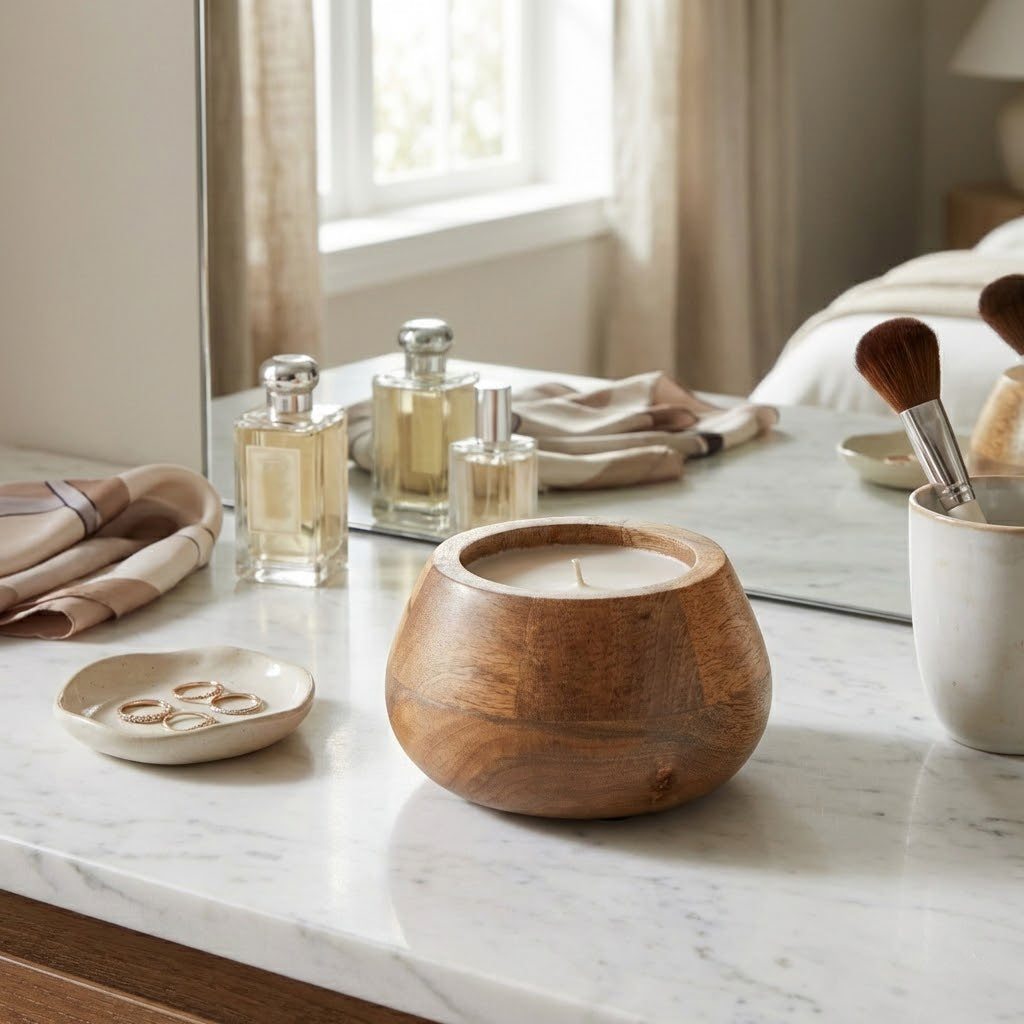 Barlowrun Natural 10 Oz Vanilla Modern Wood Bowl Candle