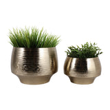 Charter Oak Gold Textured Curved Metal Planters (Set of 2)