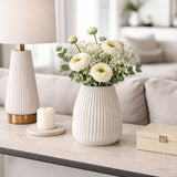 Sunsweet White Wood Ridged Vase