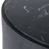 Johnsville Black/White Marble Inlay Round Coffee Table