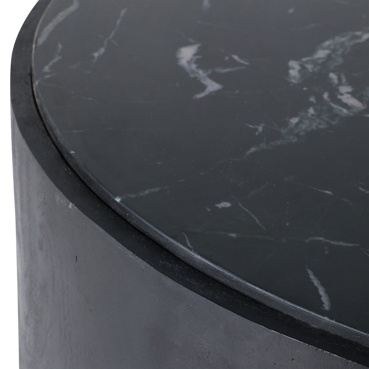 Johnsville Black/White Marble Inlay Round Coffee Table