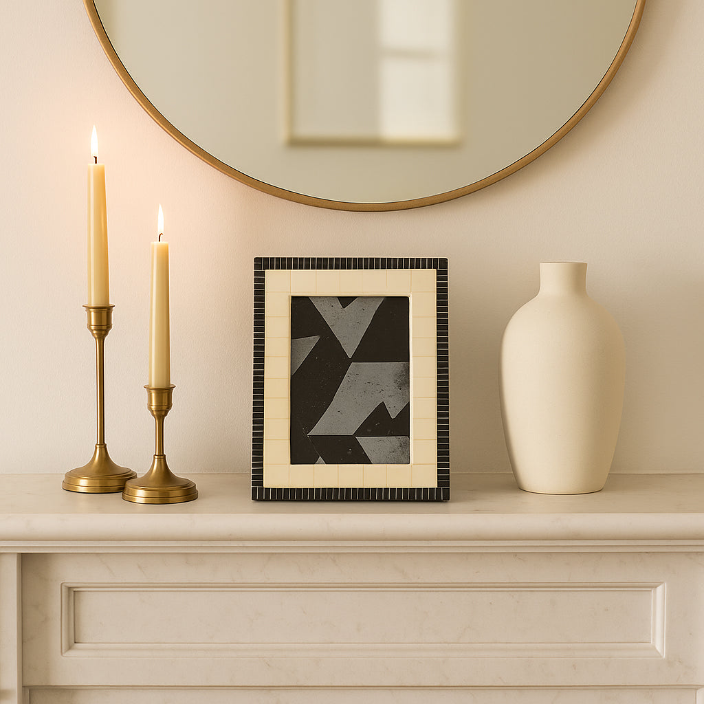 Vinland Ivory/Black Etched Border Photo Frame