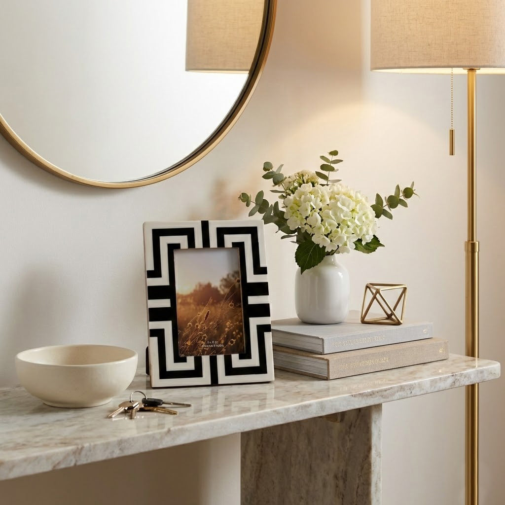 Del Ray Black/White Resin 4x6 Photo Frame