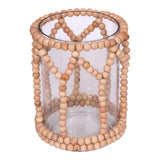 Oak Run Natural/Clear Small Wood Beaded Hurricane