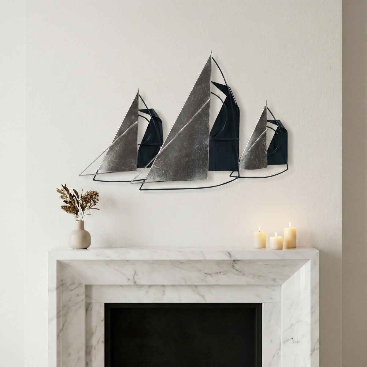 Seabright Blue/Silver Metal Sailboats Wall Decor