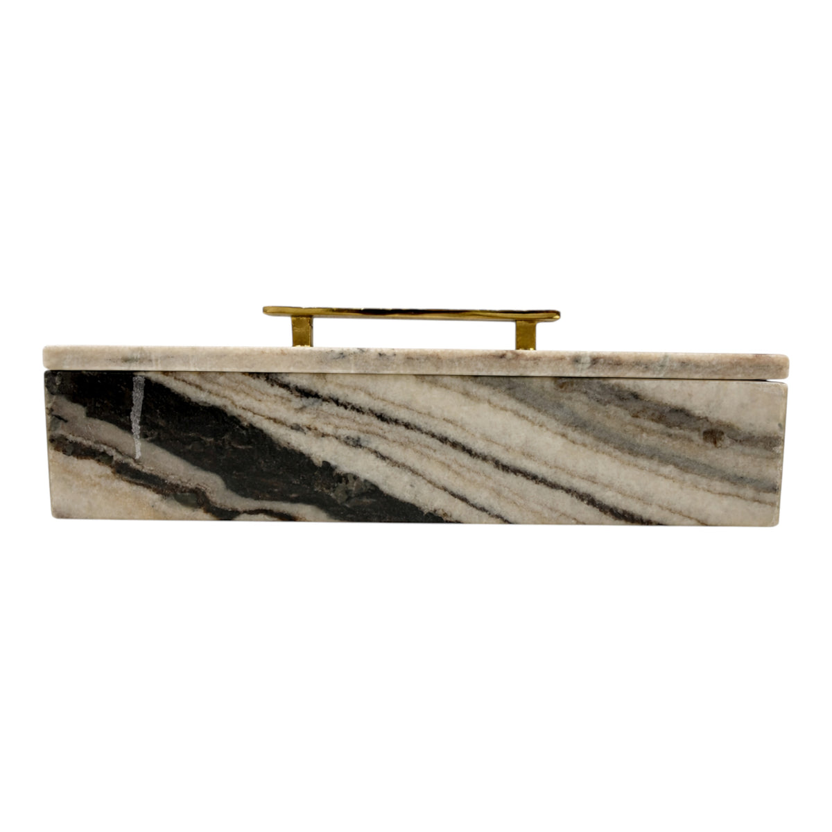 Hannchen Gray/Gold Marble Box with Inlay and Knob