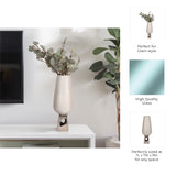 Perry Pearl/White Glass Vase with Metal Base