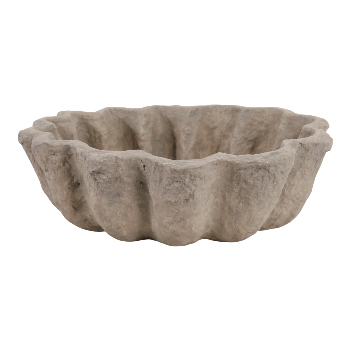 Ragtown Taupe Fluted Paper Mache Bowl