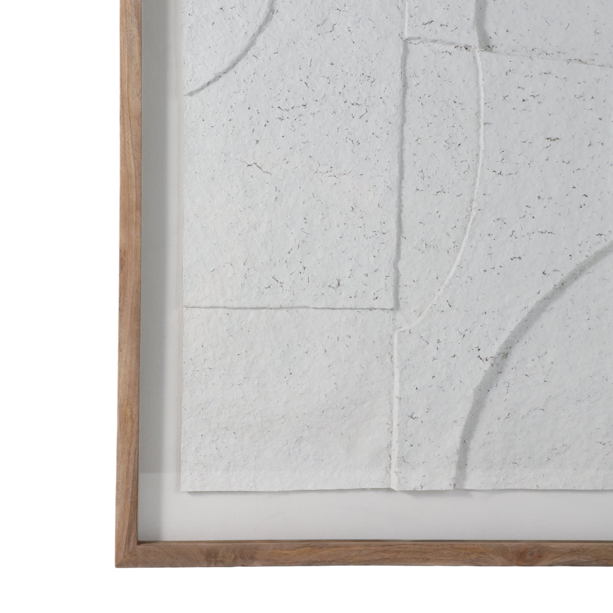 Big Pines White/Brown Paper Mache Wall Art with Wooden Frame and Glass