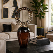 Verdant Brown Small Glass Vase with Crown Top