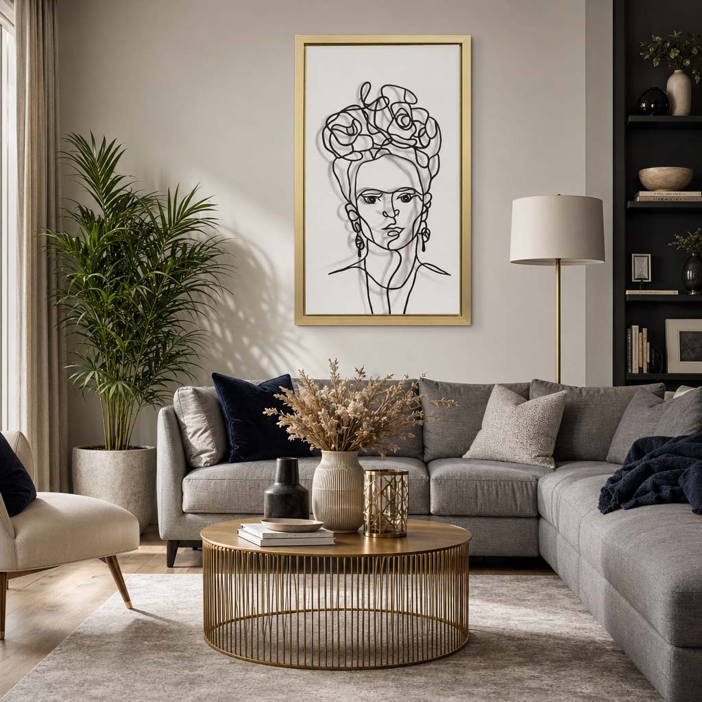Akers White/Black Hand Painted Frida Illusion Wall Art