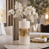 Hurleton Pearl/Gold Metal Flask Vase