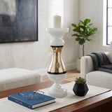 Lafayette White Small Glass Candle Holder