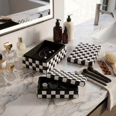 Cobb Black/White 3d Checkerboard Boxes (Set of 2)