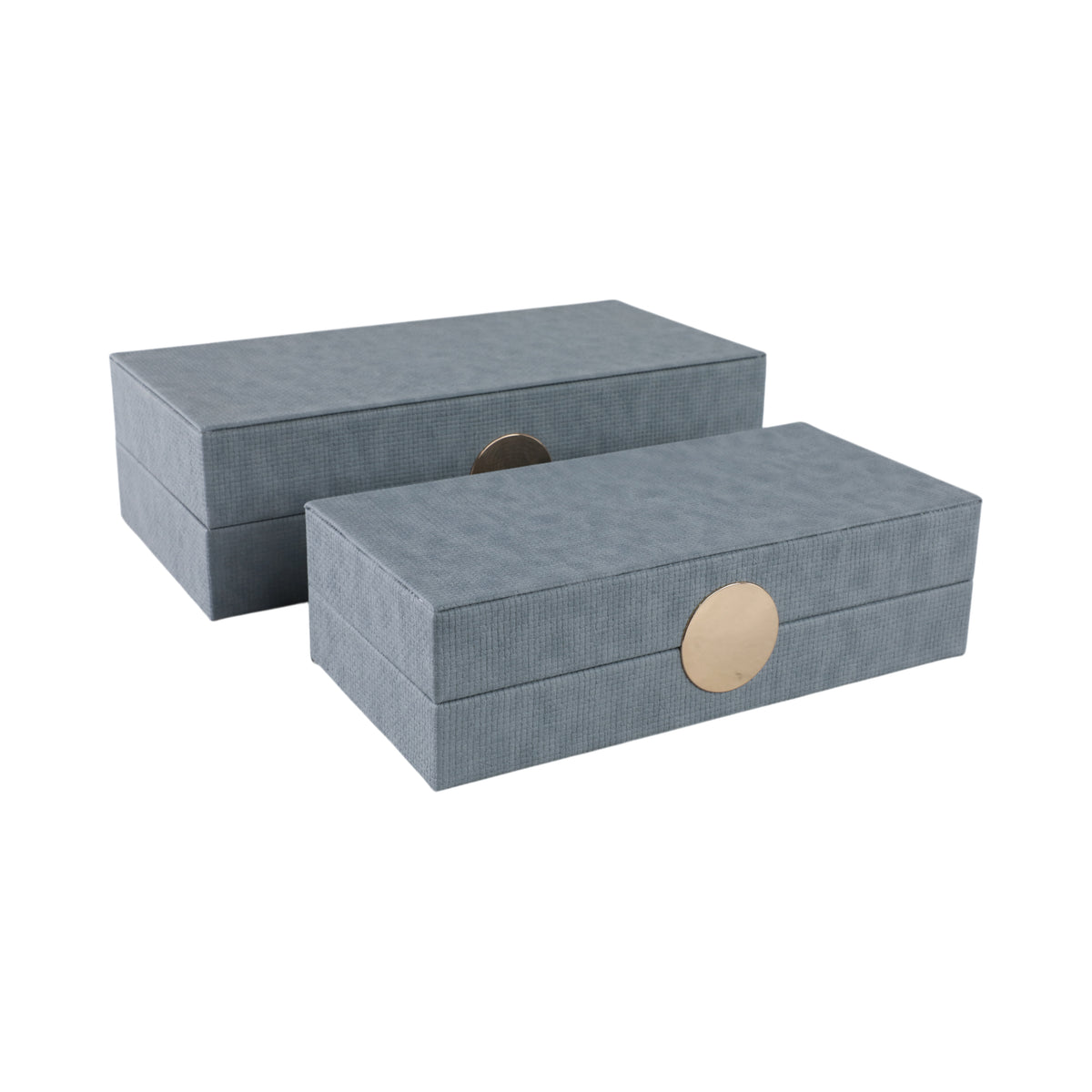 Guatay Blue/Gray/Gold Rectangular Faux Leather Boxes (Set of 2)