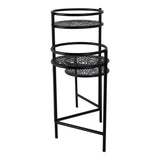 West Park Black Folding 3-Tier Mandala Plant Stand
