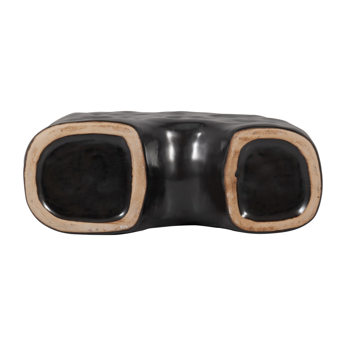 Rowen Black Ceramic Metallic Triple Handle Vase