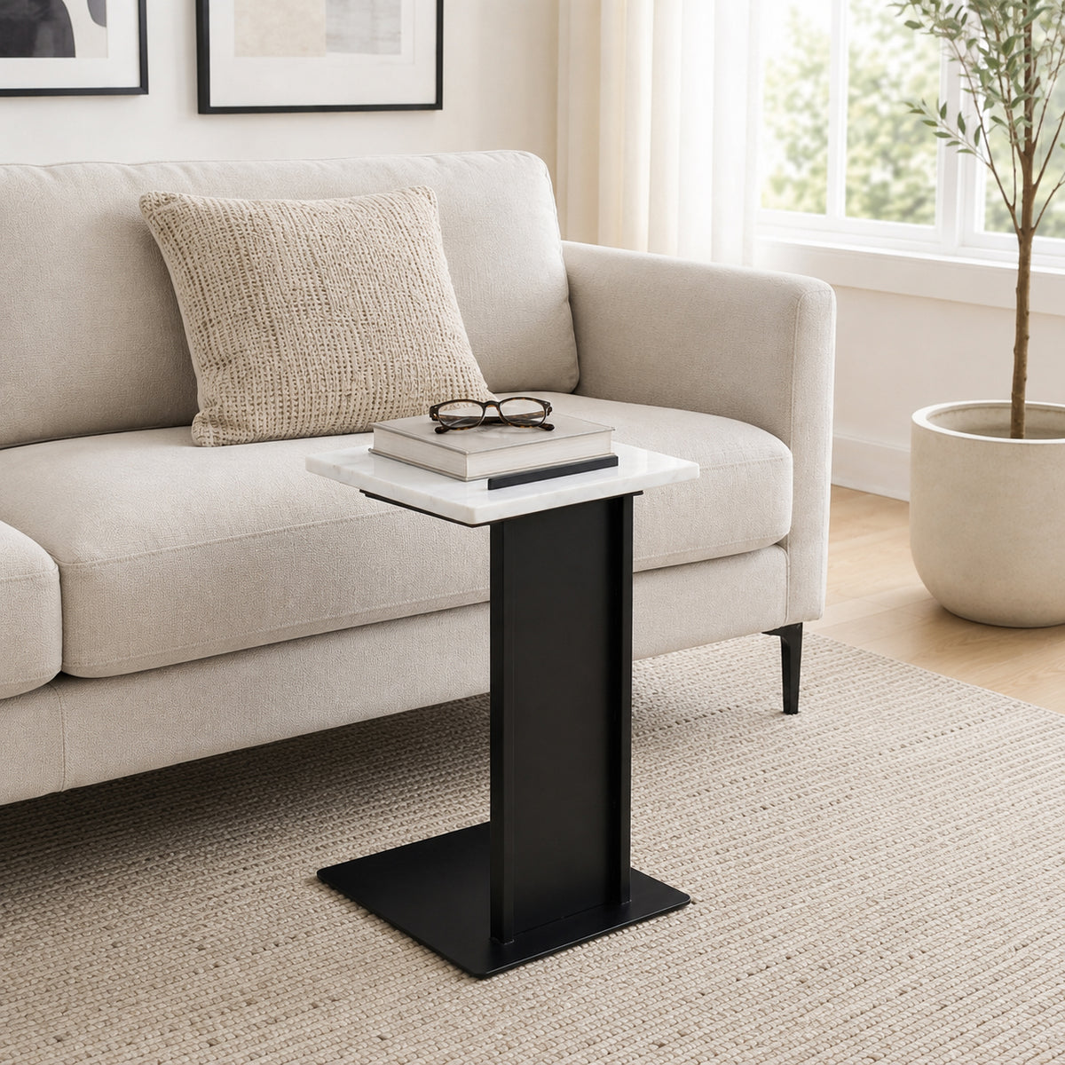 Wyvernwood White/Black Modern Accent Table with Square Top