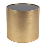 Kinyon Black/Gold Wood Glass Side Table