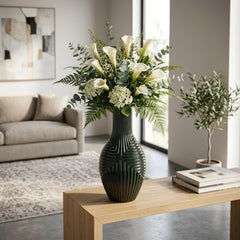 Homelands Forest Green Ceramic Tribal Vase