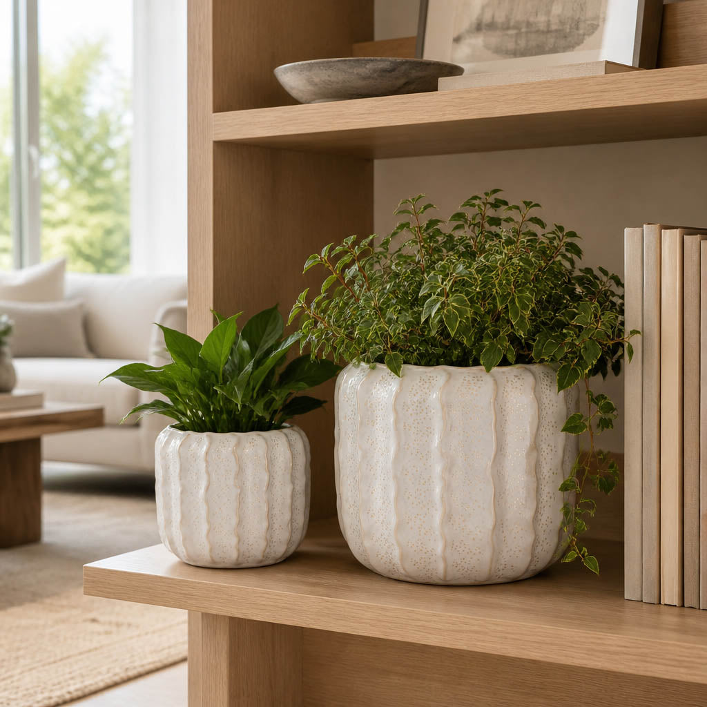 Valbeach Ivory/White Planters (Set of 2)