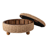 Beveridge Brown Waterhyacinth Storage Ottoman with Ball