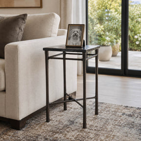Colma Clear/Antique Brass Thick Glass Top Square Accent Table