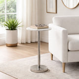 Graton Silver Metal Round Drink Table with Flat Base