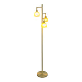 Farm Hills Green 3-Light Floor Lamp with Glass Shade
