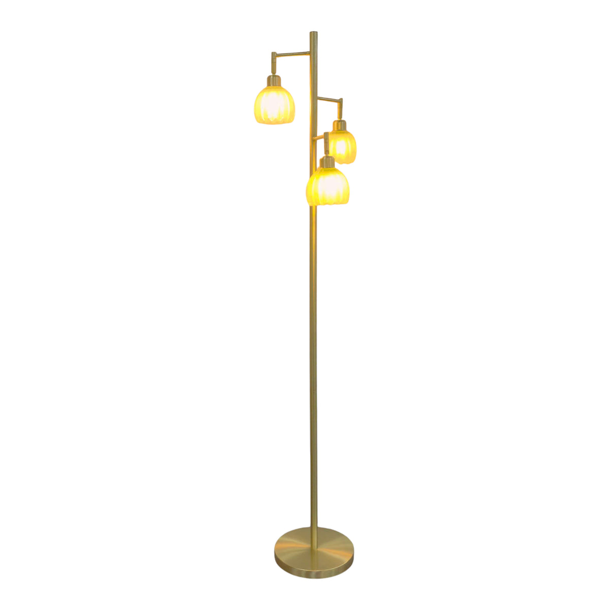 Farm Hills Green 3-Light Floor Lamp with Glass Shade