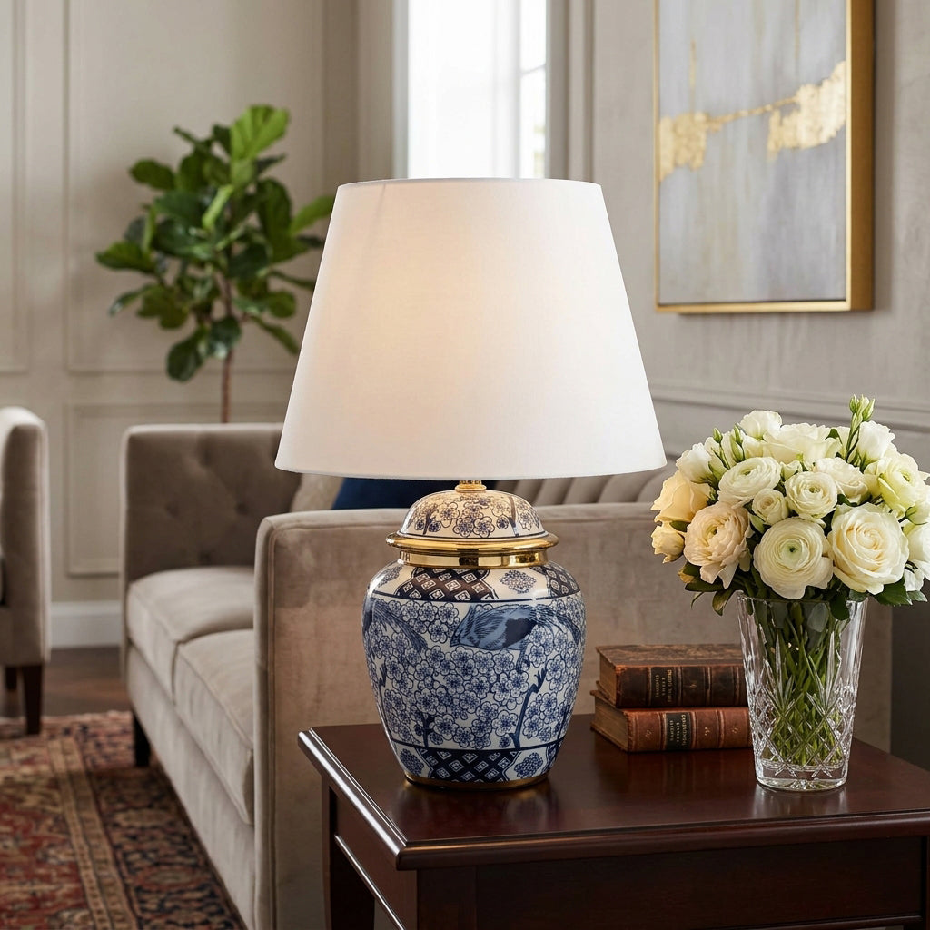 Midco Multicolor Chinoiserie Table Lamp with Trim