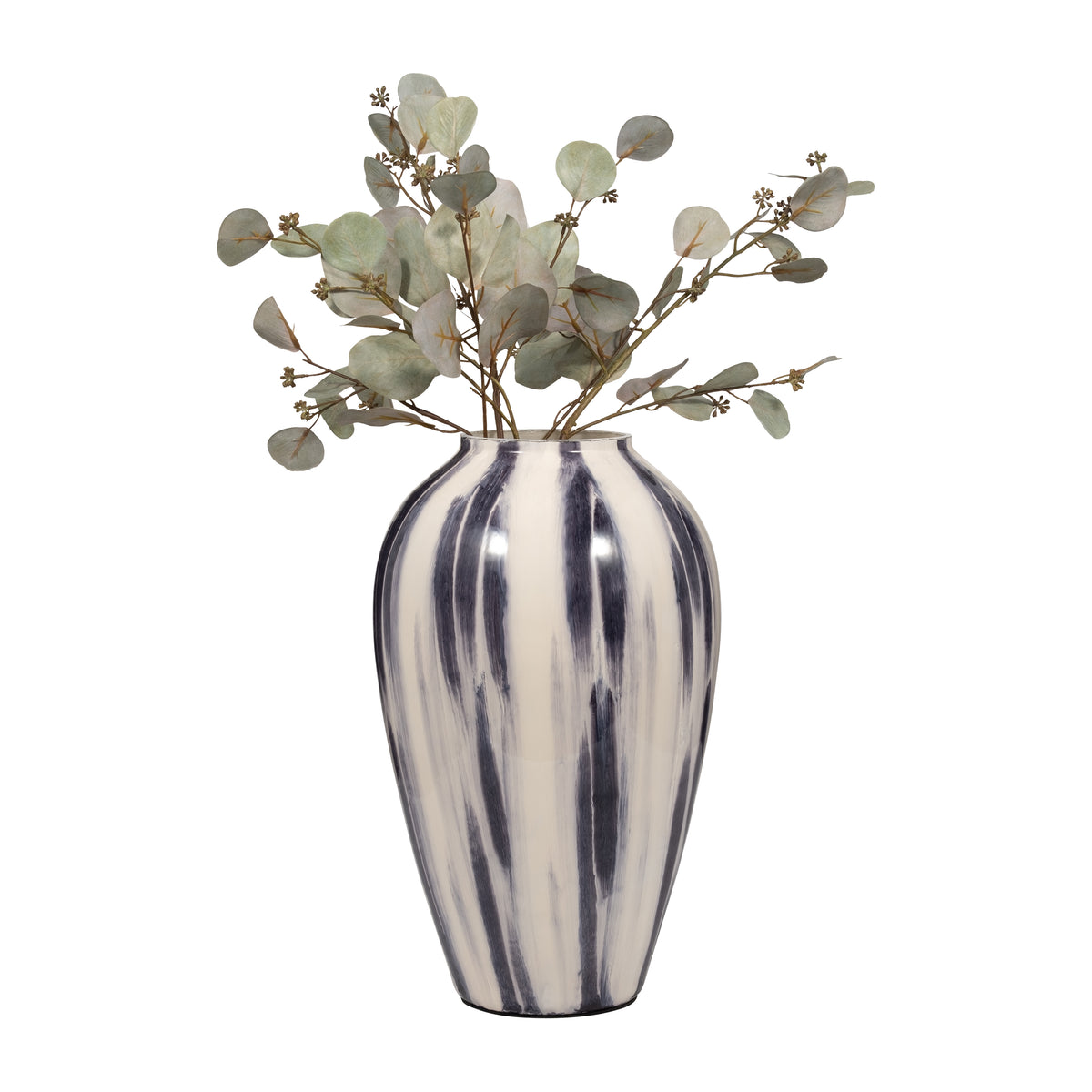 Camphora Black/White Glass Striped Vase