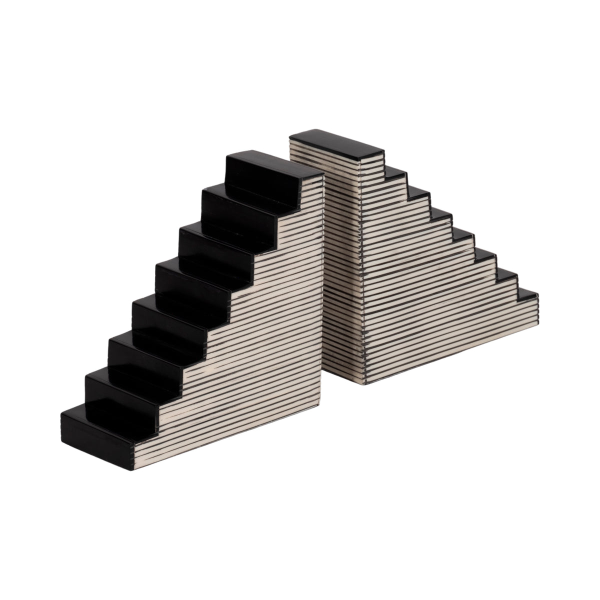 Ockenden Black/White Striped Steps Bookends (Set of 2)