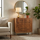 Warner Mango Brown Midcentury Slat 2 Door Cabinet