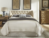 Levi Toast Linen California King Tufted Storage Bed