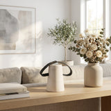 Soda Bay White/Black Marble Doorstop with Leather Handle