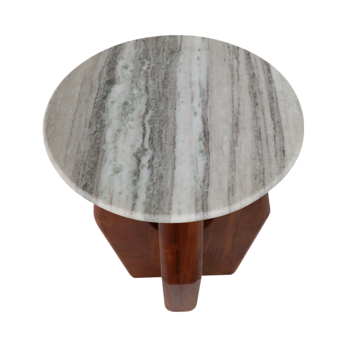 Hat Creek Brown Accent Table with Curved Legs and Marble Top