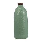 Wellsona Dark Sage Large Ceramic Plaid Textured Vase