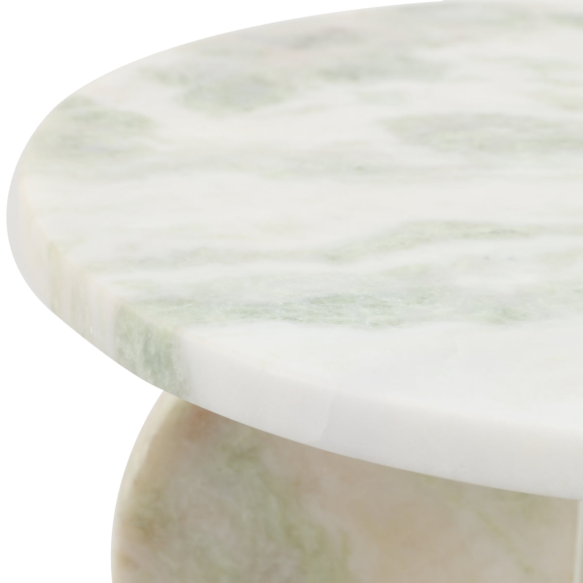 Canebrake Light Green Round Marble Accent Table