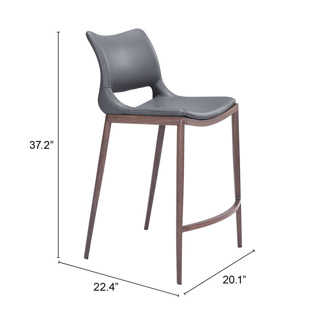 Ace Dark Gray & Walnut Counter Stool (Set of 2)
