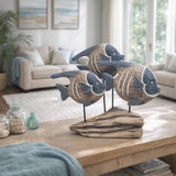 Las Lomas Blue/White/Natural 3 Fish Wood on Stand