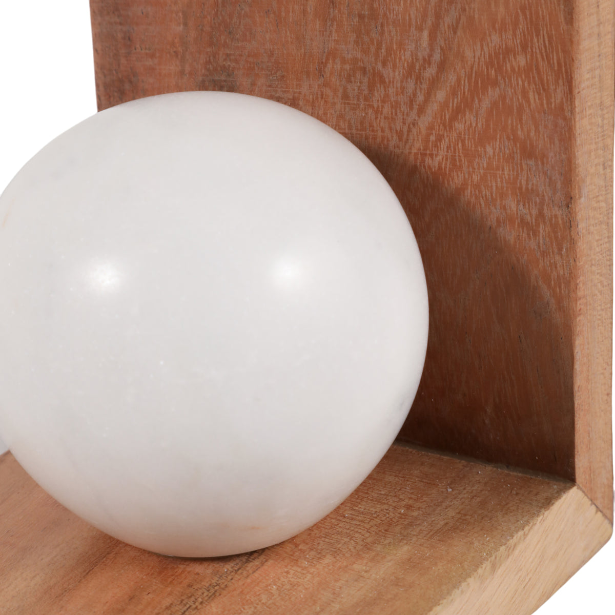 Mono Lake Natural/White Bookends with Marble Orb (Set of 2)