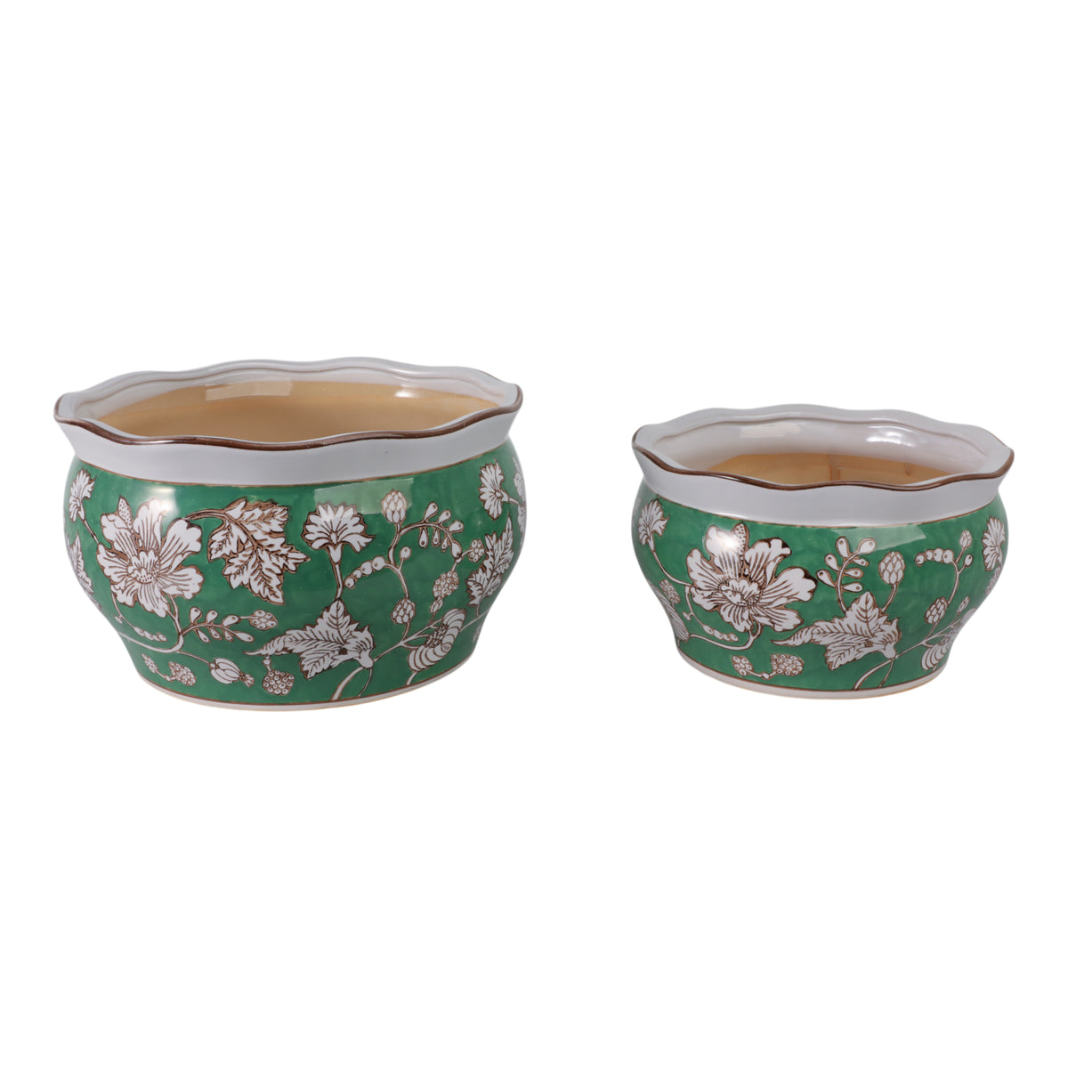 Watsoncliff Green/White/Brown Planters (Set of 2)